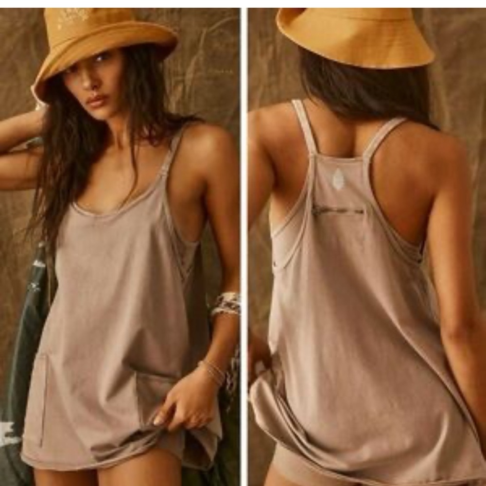 Free people movement hot shot mini romper Beige M